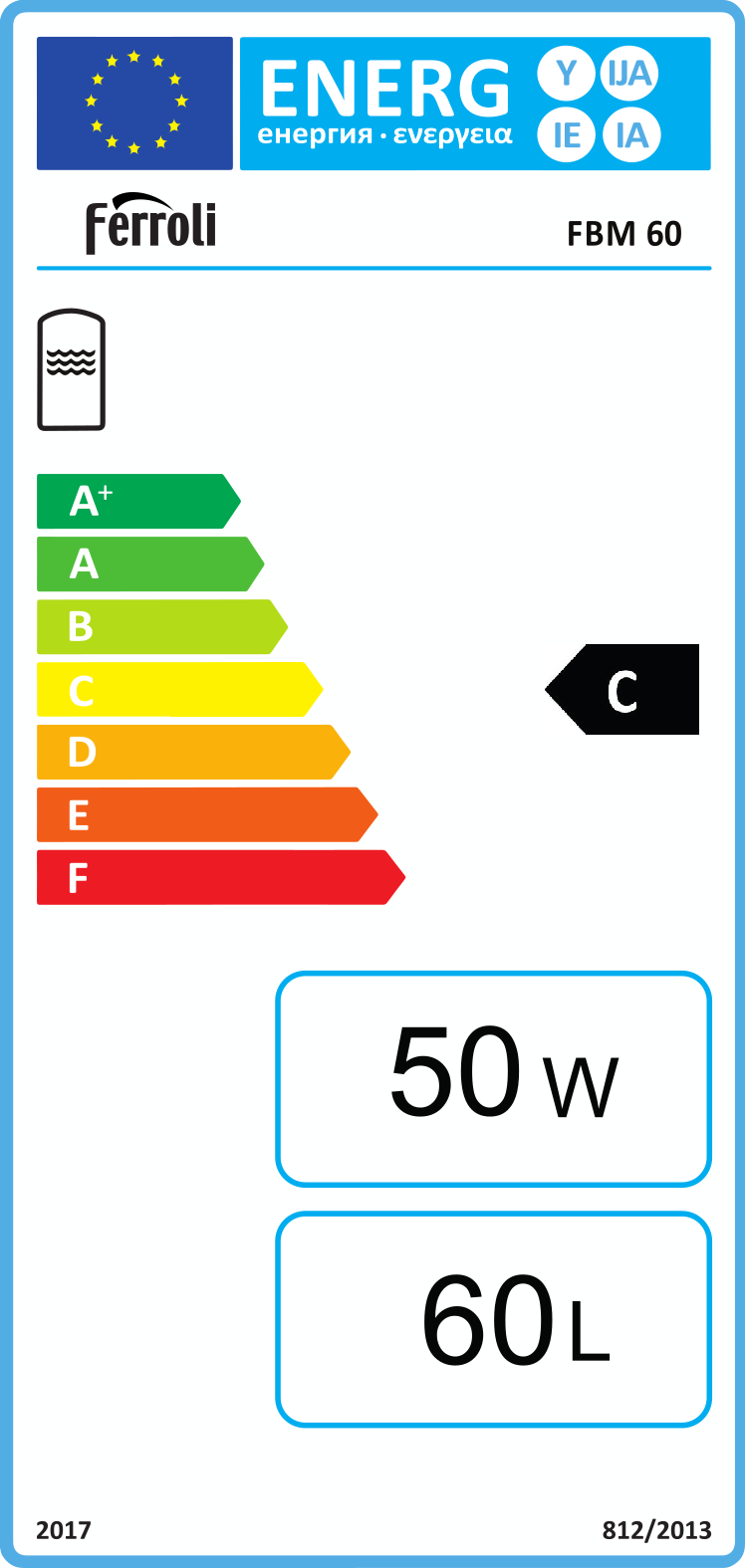 Vyrovnávacia nádrž FBM 60 l - energetický štítok