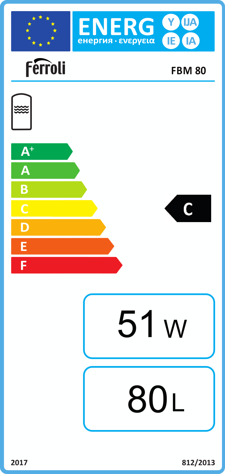 Vyrovnávacia nádrž FBM 80 l - energetický štítok