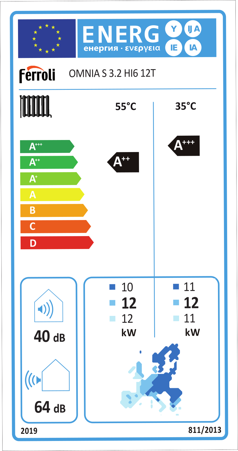 OMNIA S 3.2 HI6 12 T (12 kW) SPLIT + 6 kW elektrický element - reverzné tepelné čerpadlo, 380V - energetický štítok