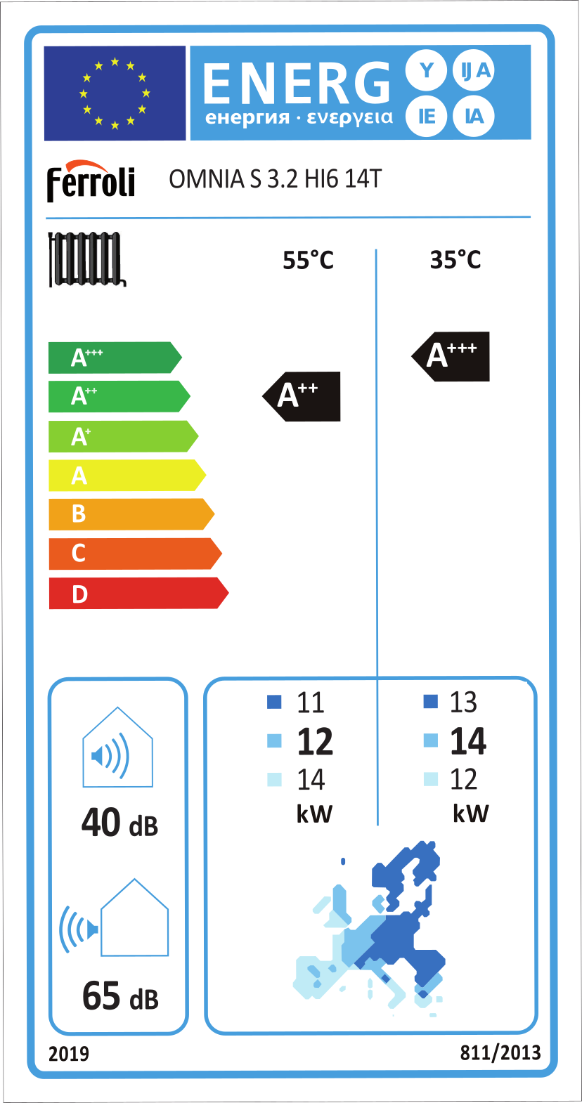 OMNIA S 3.2 HI6 14 T (12 kW) SPLIT + 6 kW elektrický element - reverzné tepelné čerpadlo, 380V - energetický štítok