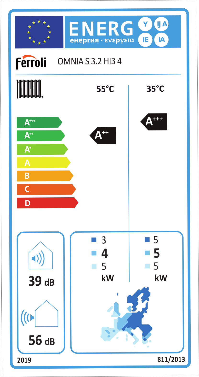 OMNIA S 3.2 HI3 4 (4 kW) SPLIT + 3 kW elektrický element - reverzné tepelné čerpadlo - energetický štítok