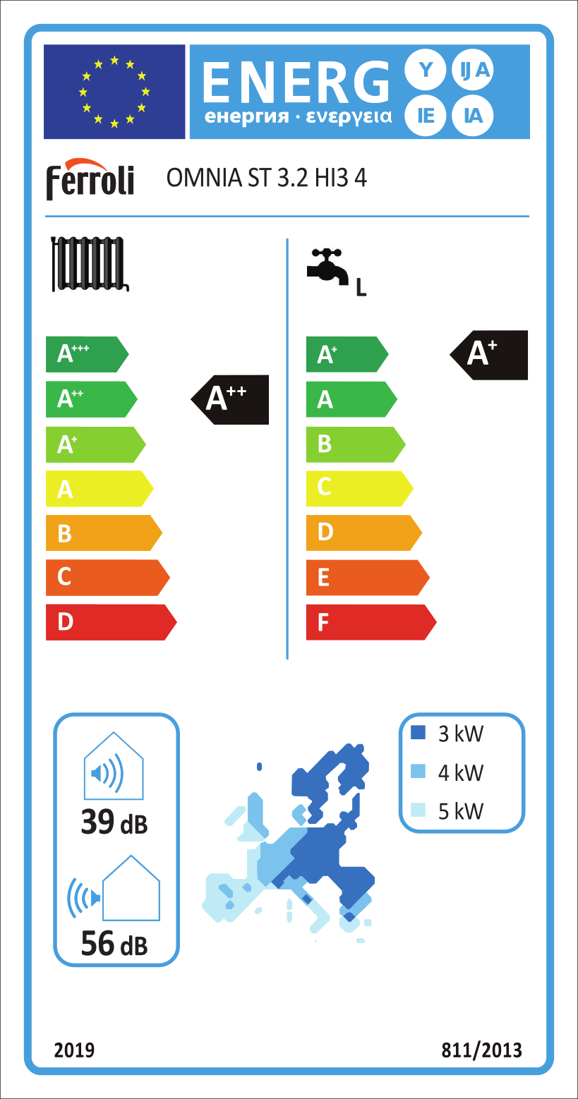 OMNIA ST 3.2 HI3 4 (190 L TUV) + 3 kW elektrický element - energetický štítok